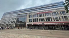 Scrim of future Alamo Visitor Center and Museum