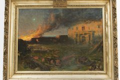 Painting by Jose Arpa (1923) titled “The Funeral Pyre after the Fall of the Alamo”.