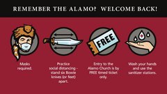 Graphic that displays COVID guidelines at the Alamo